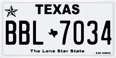 TX license plate BBL7034