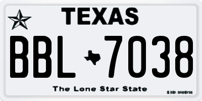 TX license plate BBL7038