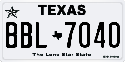 TX license plate BBL7040
