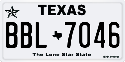 TX license plate BBL7046