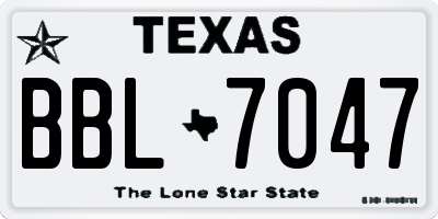 TX license plate BBL7047