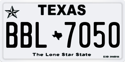 TX license plate BBL7050