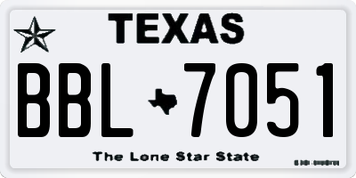 TX license plate BBL7051