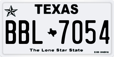 TX license plate BBL7054