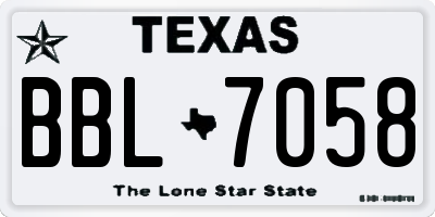 TX license plate BBL7058
