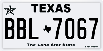 TX license plate BBL7067