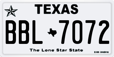 TX license plate BBL7072