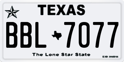 TX license plate BBL7077