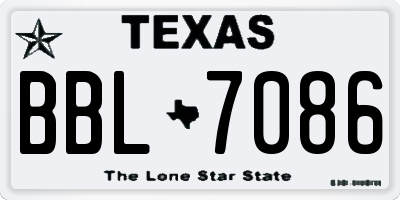 TX license plate BBL7086