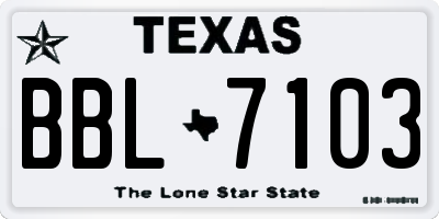 TX license plate BBL7103