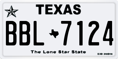 TX license plate BBL7124