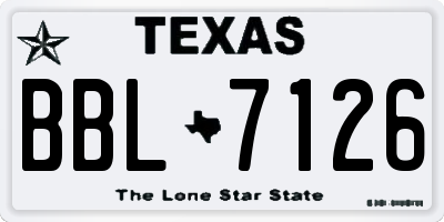 TX license plate BBL7126
