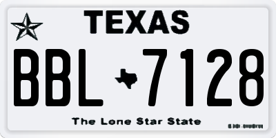 TX license plate BBL7128