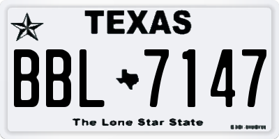 TX license plate BBL7147