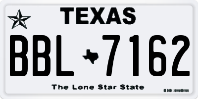 TX license plate BBL7162