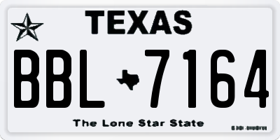TX license plate BBL7164