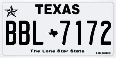 TX license plate BBL7172