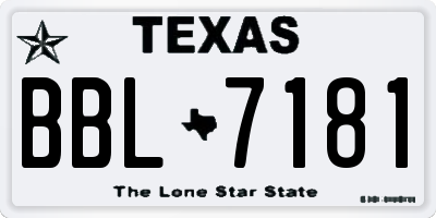TX license plate BBL7181