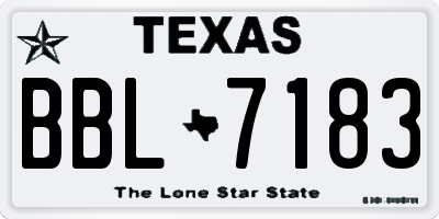 TX license plate BBL7183
