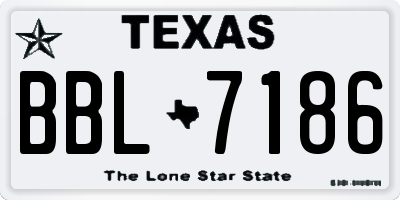 TX license plate BBL7186