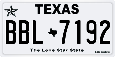TX license plate BBL7192