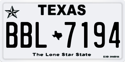 TX license plate BBL7194