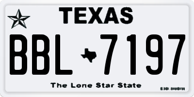 TX license plate BBL7197