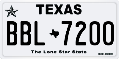 TX license plate BBL7200