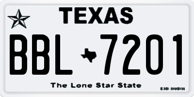TX license plate BBL7201