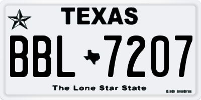 TX license plate BBL7207