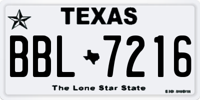 TX license plate BBL7216