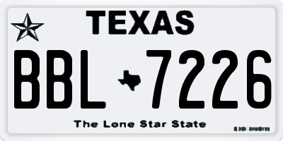TX license plate BBL7226