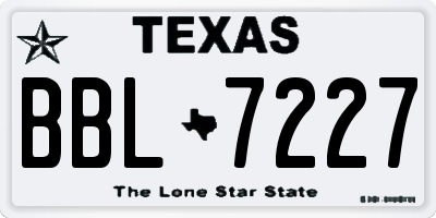TX license plate BBL7227