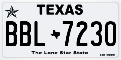 TX license plate BBL7230