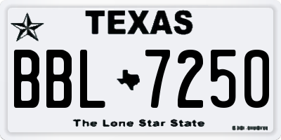 TX license plate BBL7250