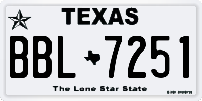 TX license plate BBL7251