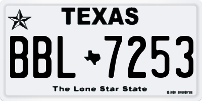 TX license plate BBL7253