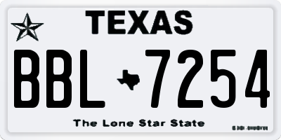 TX license plate BBL7254