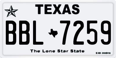 TX license plate BBL7259