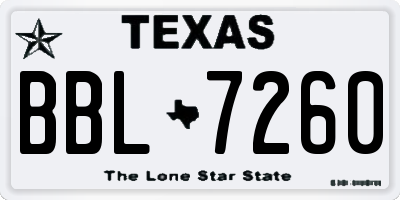 TX license plate BBL7260