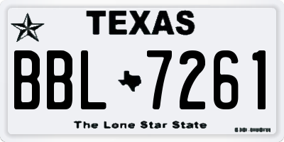 TX license plate BBL7261
