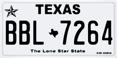 TX license plate BBL7264