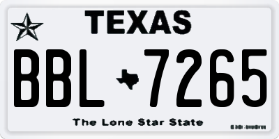 TX license plate BBL7265