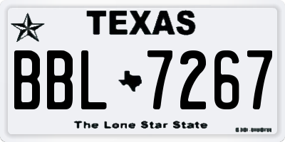 TX license plate BBL7267