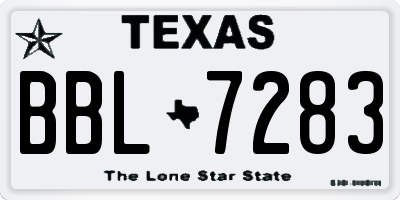 TX license plate BBL7283
