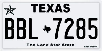 TX license plate BBL7285