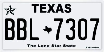 TX license plate BBL7307