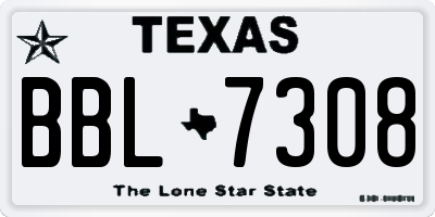 TX license plate BBL7308