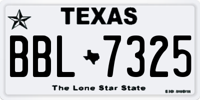 TX license plate BBL7325