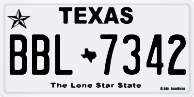 TX license plate BBL7342